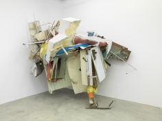 Peter Buggenhout, On Hold #3, 2015, mixed media (aluminum, wood, etalon, plastic, iron, textile, and polyurethane foam), 115 3/8 &times; 135 3/4 &times; 90 1/2 in