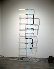 Pier Paolo Calzolari,&nbsp;Without Title, 1971, metal structure, neon lights, and mixed media 130 x 59 x 14 in.